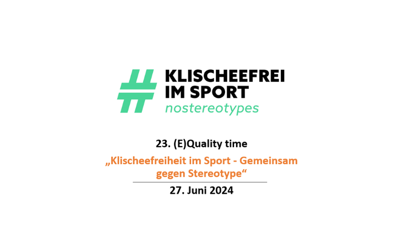 Das Projektlogo ist zu sehen und drunter steht der Titel der Veranstaltung, 23. (E)quality Time